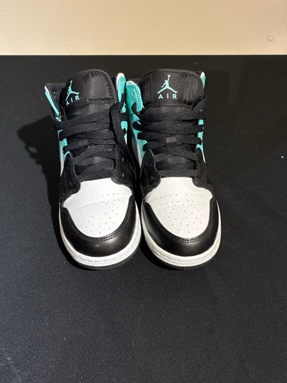 Jordan High-Top Sneakers in Black, White & Teal